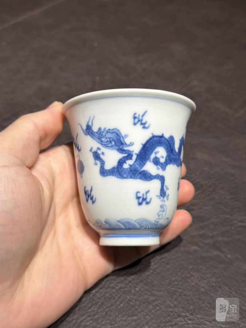清雍正 青花双龙赶珠纹铃铛杯 - 图19
